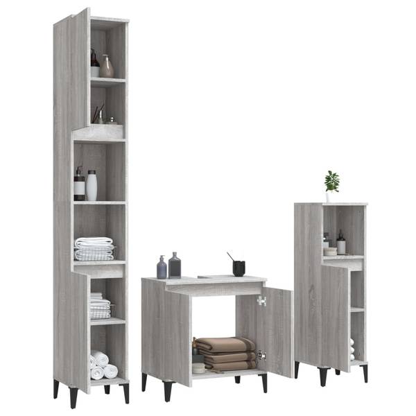 Badmöbel 3029317 3-teilig Hellgrau