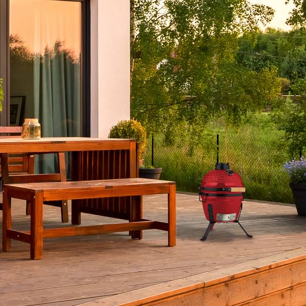Kamado Grill aus Keramik Schwarz - Rot