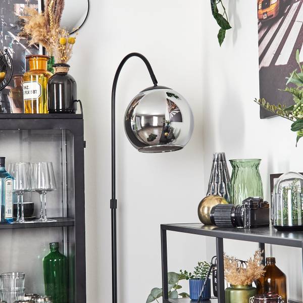 Stehlampe Cesaro Grau - Silber - Metall - 11 x 141 x 105 cm