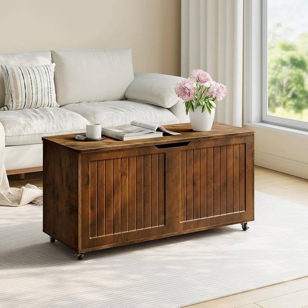 Sitzbank SUB004 mit Stauraum Braun - Holzwerkstoff - 100 x 50 x 40 cm