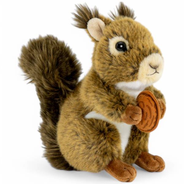 Kuscheltier Eichhörnchen mit Nuß Braun - Kunstfell - 9 x 17 x 17 cm