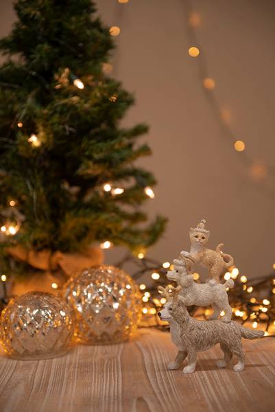Figur Tiere Weihnachten-Steven Grau - Kunststoff - 4 x 17 x 12 cm