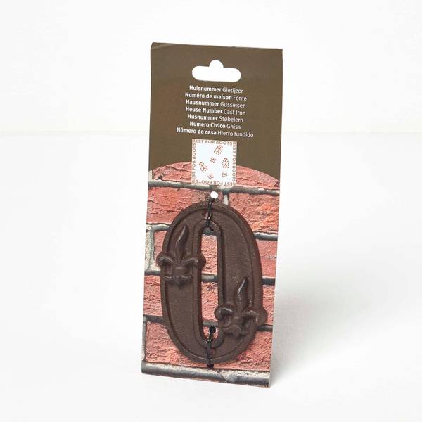 Gusseisen-Hausnummer 0 Braun - Gusseisen - 8 x 12 x 1 cm