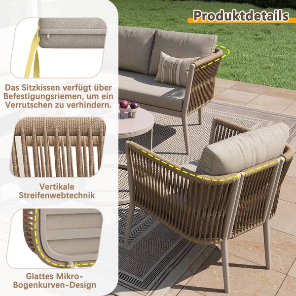 Gartenlounge-Set Gaia Ⅱ（6-tlg） Beige