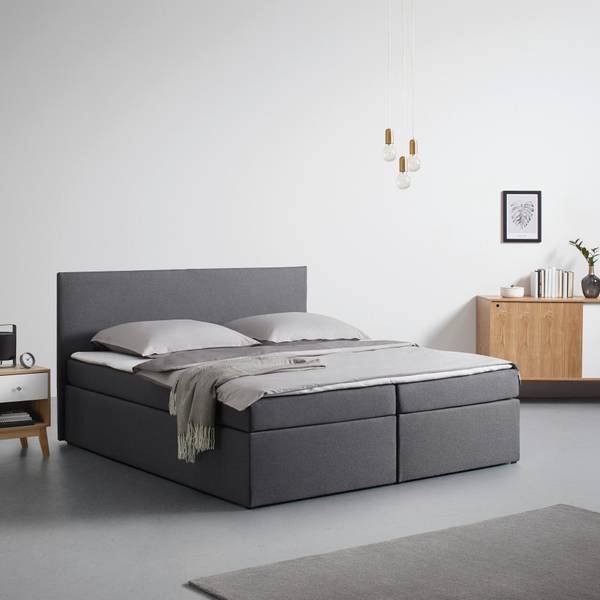 Boxbett LUCY 2 Grau - Textil - Holz teilmassiv - 186 x 1 x 180 cm