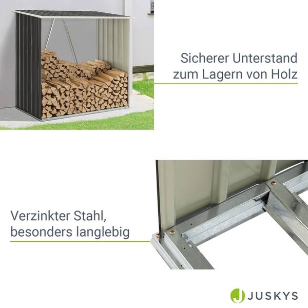 Holzunterstand Enno Grau - Metall - 83 x 154 x 163 cm