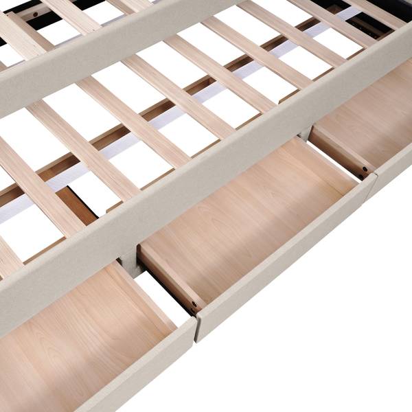 Polsterbett JIA AAB28 Beige - Leinen - 140 x 118 x 200 cm