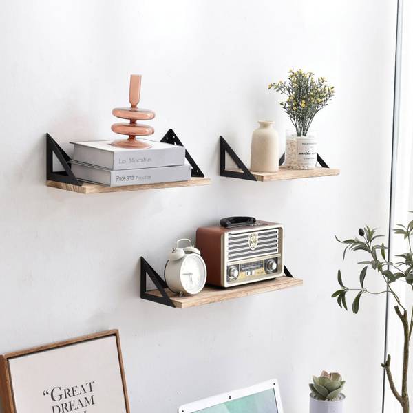 Wandregal Ceci 3er-Set Braun - Massivholz - 42 x 12 x 15 cm