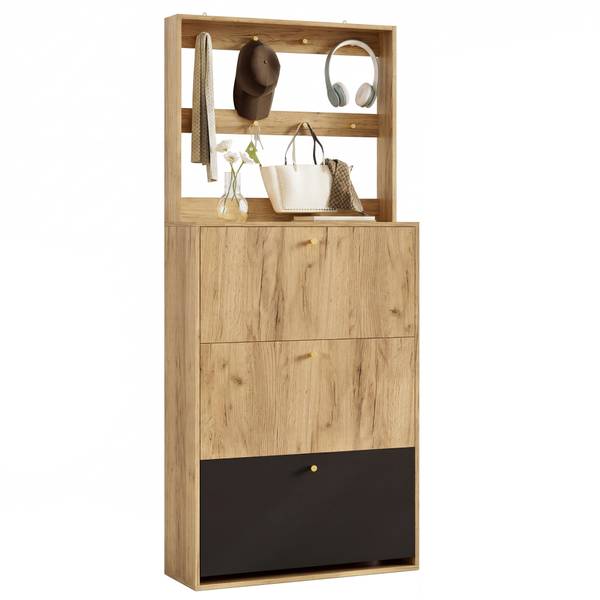 Garderobenset MUHEJi31 Braun - Holzwerkstoff - 24 x 180 x 75 cm