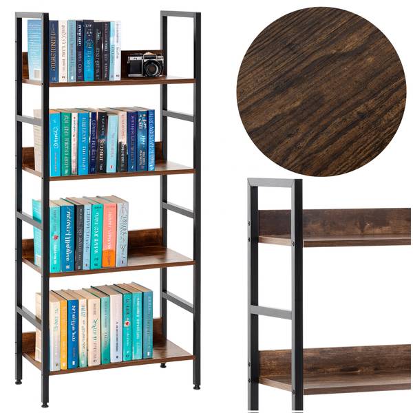 Büroregal HF0045 Braun - Holzwerkstoff - Metall - 60 x 125 x 28 cm