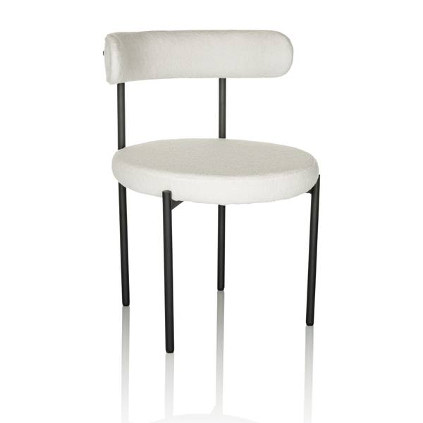 Polsterstuhl TEDIO Weiß - Polyester - Teddystoff - Webstoff - 55 x 78 x 56 cm