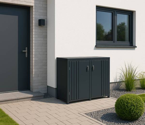 Cache-poubelle 2 places O67 Anthracite - Largeur : 132 cm
