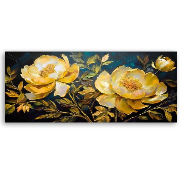 Wandbild gelbe pfingstrosen moderne 150 x 50 cm