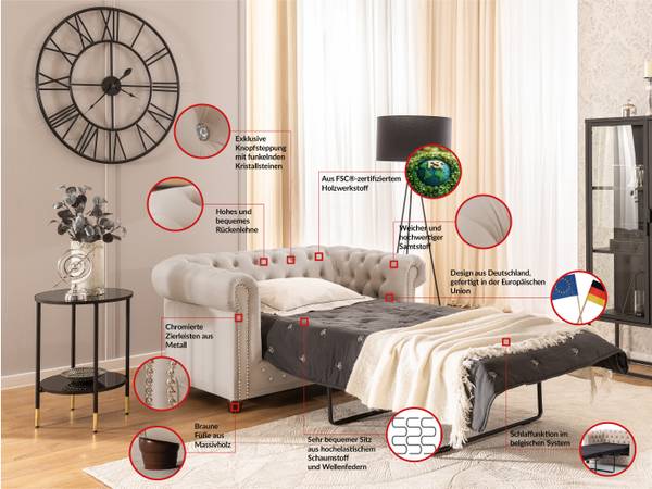 2-Sitzer Schlafsofa Cleo Blink Beige