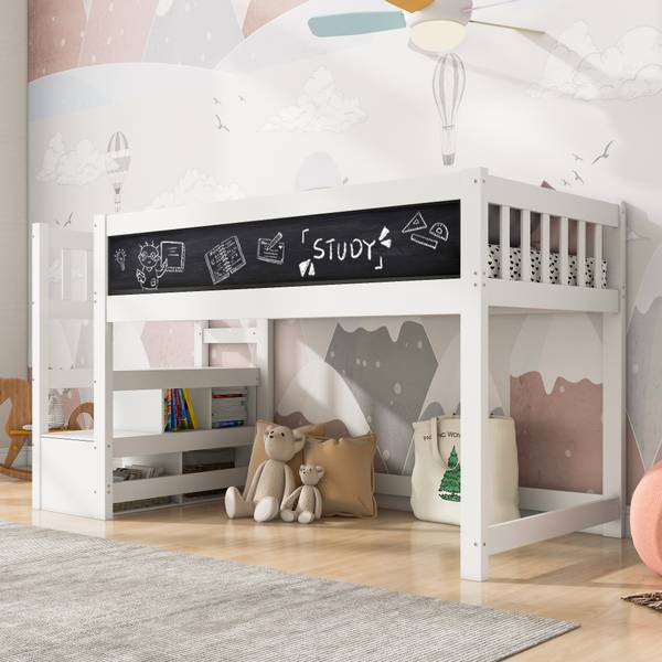 Kinderbett K-886 Weiß - Holzwerkstoff - 97 x 113 x 244 cm