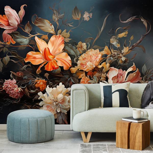 Papier Peint FLEURS Feuilles Plantes 90 x 60 x 60 cm