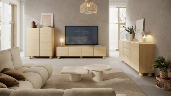 Highboard Lomo Braun - Melamin - 100 x 126 x 38 cm