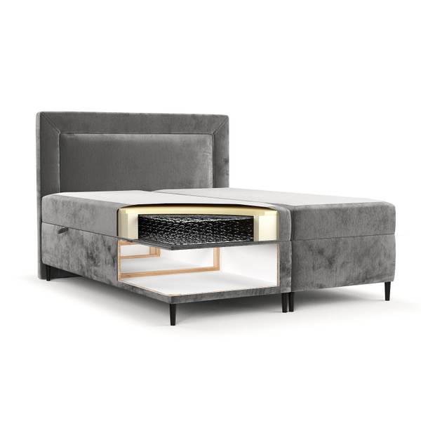Boxspringbett Noble Bonellfederkern Grau - Liegefläche Breite: 180 cm