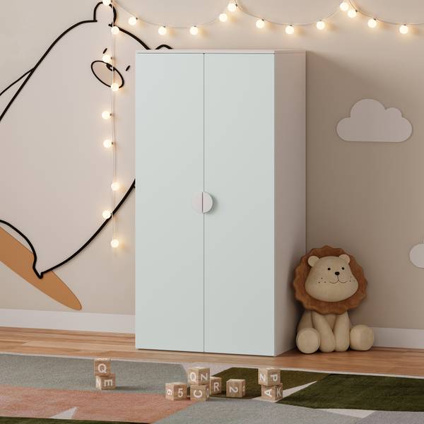 Kinderkleiderschrank Sandnes Hellgrün - Mint - Weiß