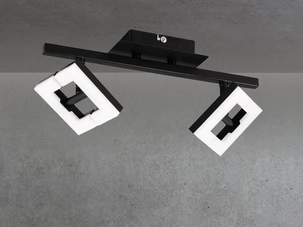 LED Deckenstrahler innen Quadrat Schwarz - Weiß - Metall - Kunststoff - 36 x 12 x 10 cm