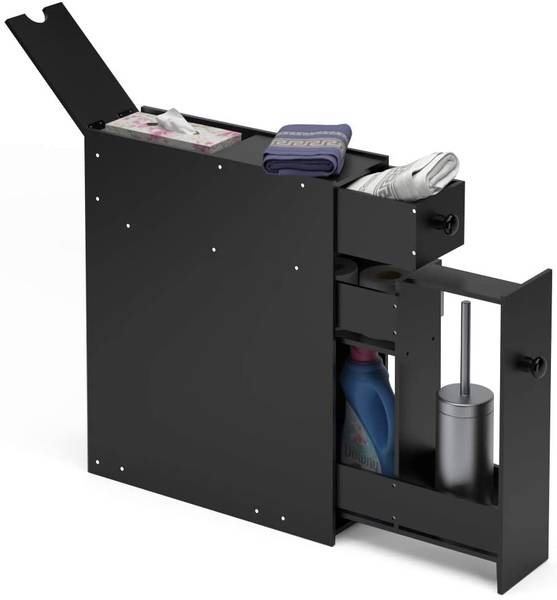 Nischenschrank Badschrank Schwarz - Holzwerkstoff - 48 x 58 x 16 cm