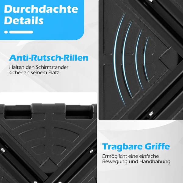 Sonnenschirmständer ZB34417DE Schwarz - Metall - 67 x 13 x 67 cm