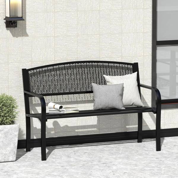 Gartenbank ZB34319NWDE Schwarz - Metall - 60 x 86 x 128 cm