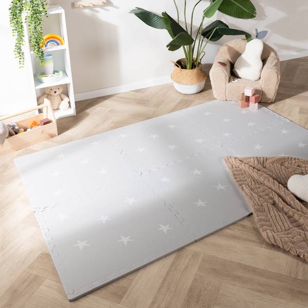 Teppich Alfie Stars Grau - Textil - 120 x 120 x 180 cm
