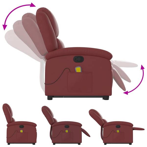 Fauteuil inclinable de massage 3032379-2 Rouge - Brun rouge
