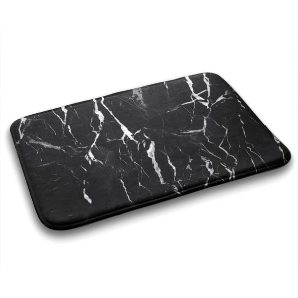 Badteppich Schwarze Murmel Schwarz - Polyester - 90 x 60 x 90 cm