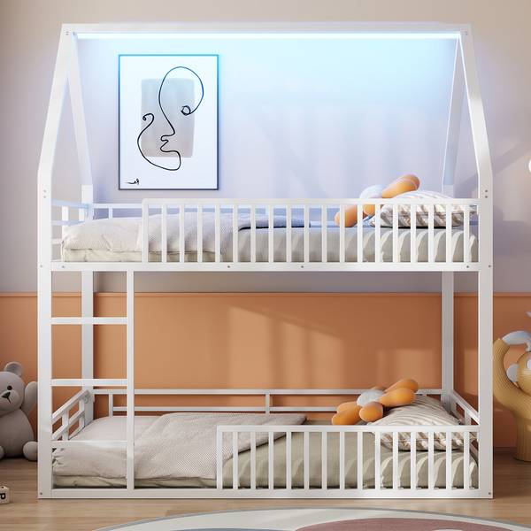 Kinderbett K-589 Weiß - Metall - 140 x 214 x 200 cm