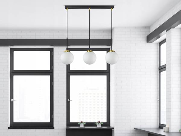 Pendelleuchte Gris Milchglas III Schwarz - Gold - Weiß - Glas - Metall - 60 x 80 x 60 cm