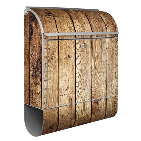 Briefkasten Stahl Geöltes Holz Grau - Stahl - 38 x 46 x 13 cm