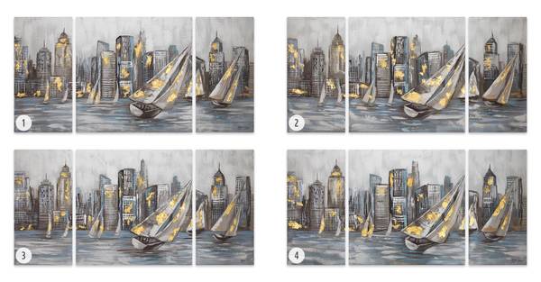 Peinture acrylique Skyline Miro Set Gris - Jaune - Coton - 140 x 70 x 4 cm