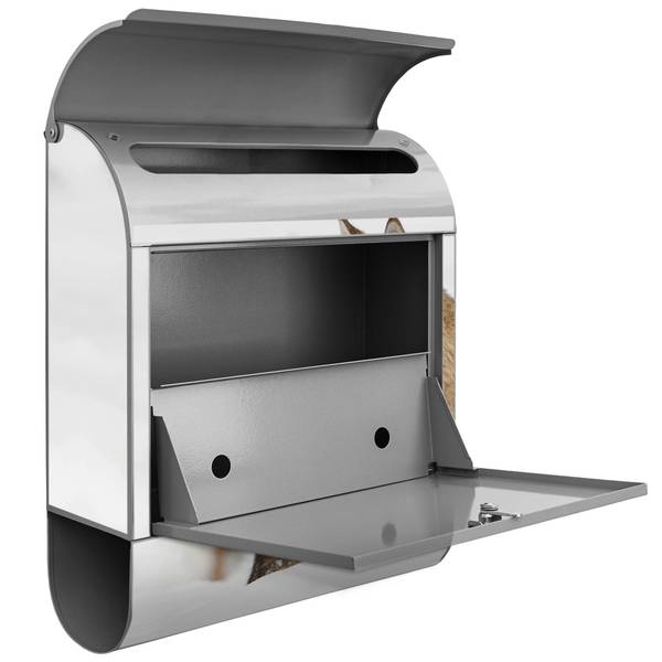 Briefkasten Stahl Wölfe Grau - Stahl - 38 x 46 x 13 cm