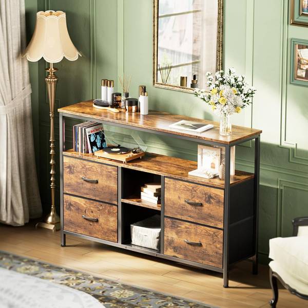 Schrank ADPT-108 Braun - Metall - Massivholz - Textil - 30 x 77 x 108 cm