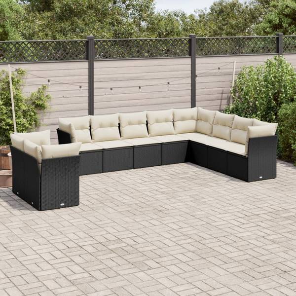 Salon de jardin 3035174-1 lot de 10 Noir - Crème