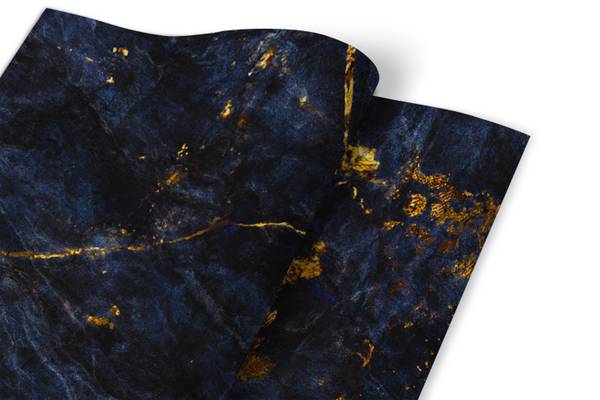 Möbelfolie Blauer Marmor Schwarz - Kunststoff - 100 x 50 x 50 cm