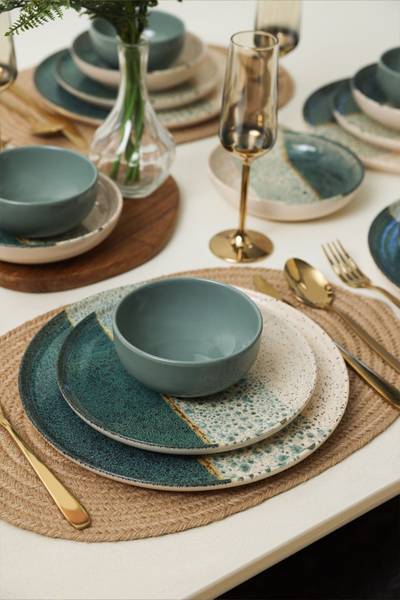 Serviesset Colored - 24 delen keramiek - Hoogte: 2 cm