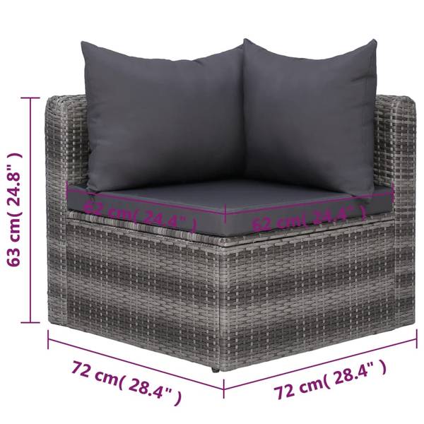 Garten-Lounge-Set 3059494 8-teilig Grau - Polyrattan - 68 x 63 x 72 cm