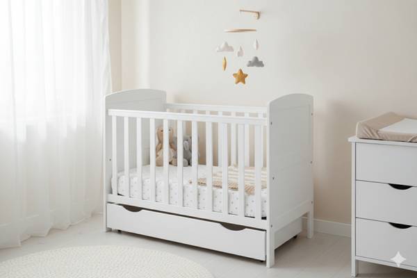 Babybett Småland Weiß - Naturfaser - 65 x 96 x 124 cm