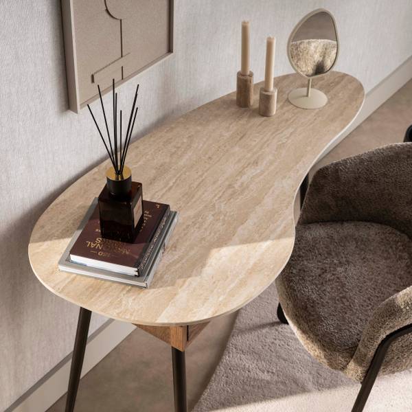Schminktisch TRAVINO Beige - Keramik - 127 x 77 x 62 cm