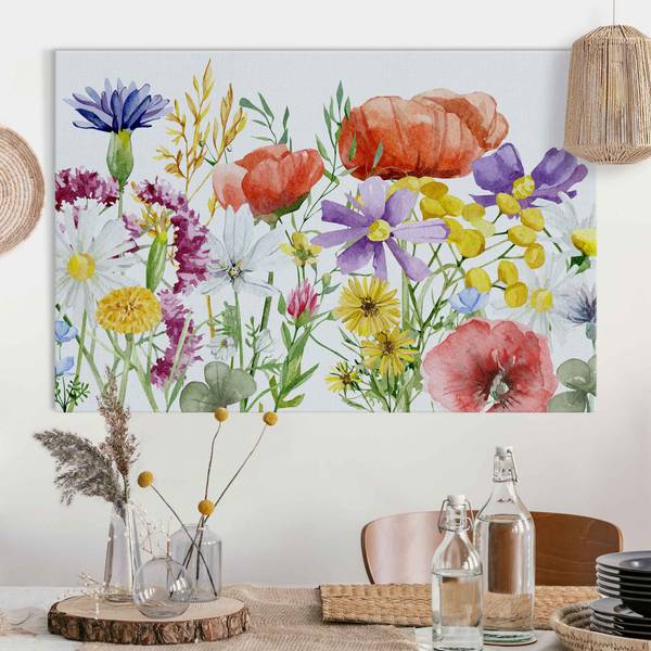 Akustikbild Aquarellierte Blumen 210 x 140 cm