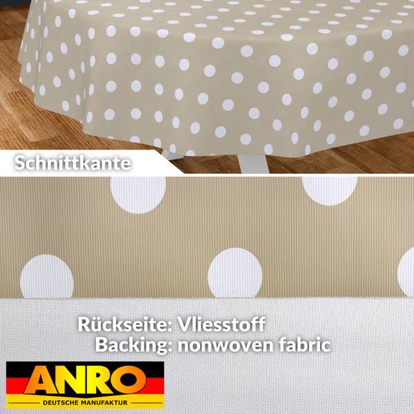 Wachstuchtischdecke Gepuntet Punkte Beige - Kunststoff - 140 x 1 x 180 cm
