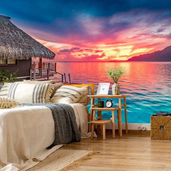 Fotobehang Oceaan Hut 450 x 315 x 315 cm