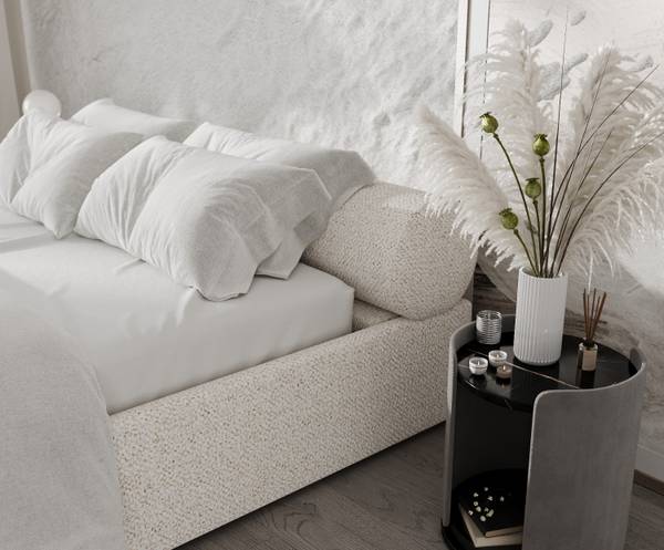 Polsterbett SOLVO mit Stauraum Blur Creme - Liegefläche Breite: 160 cm