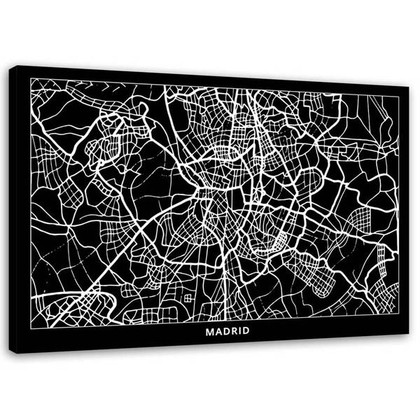 Tableau déco madrid plan de la ville 90 x 60 cm
