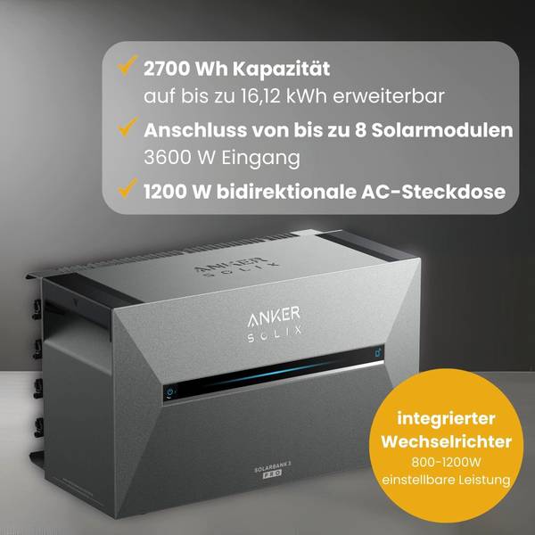 Balkonkraftwerk 2000W Solarbank 3 4-tlg. Ziegeldachhalterung