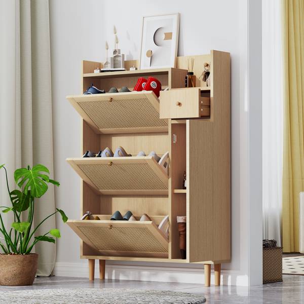 Meuble à chaussures Coeus Ⅱ Marron - Pin - Acier - 17 x 125 x 90 cm