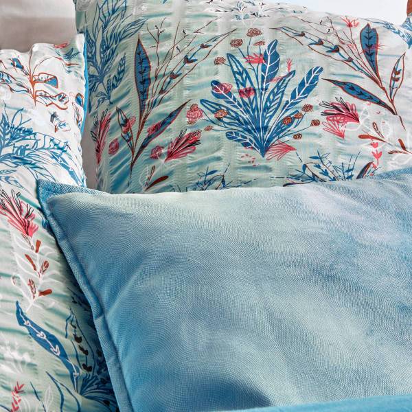 Bettwäschegarnitur VEGETAL MARIN Blau - Textil - 220 x 1 x 240 cm